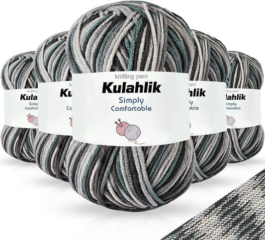 250g(5x50g) Acrylic Yarn for Crochet/Knitting, Colorful Gradient Yarn Thread, 5 Rolls Skeins, Perfect for Any Knitting Crochet and Crafts Mini Project