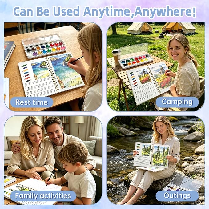 Watercolor Workbook, 16 Colors Watercolor Books Paint Set for Adults Teens