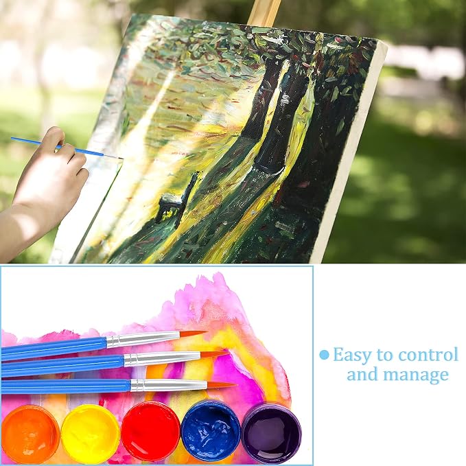 30 Pcs Round Paint Brushes, Small Brush Bulk for Miniature Detail Painting | Nylon Bristles Plastic Short Handle, Art Crafts School Projects, Flat Detail Painting, Crafts Face Painting