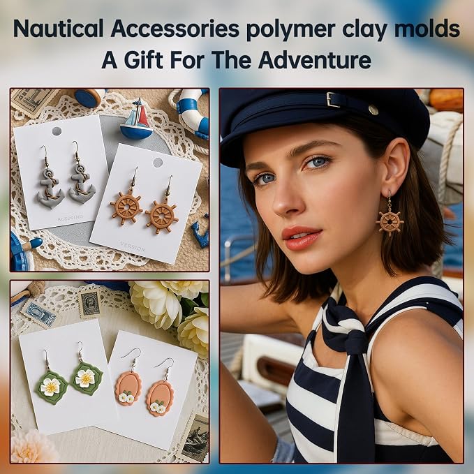 8 Pcs Summer Ocean Sailing Adventure Theme Polymer Clay Cutters，Adventure & Geometric Polymer Clay Cutters - Xmas Gift for Friends & Adventure Lovers,