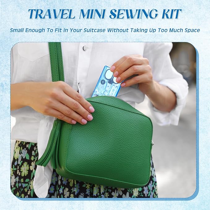 Knitgrip 50 Boxes Mini Travel Sewing Kit Quick Fix Sewing Kits Bulk, Blue