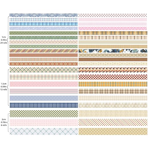42 Rolls Vintage Stripe Washi Tape Set，Decorative Tape for Scrapbooking, Journaling, Bullet Journals, DIY Crafts, and Gift Wrapping