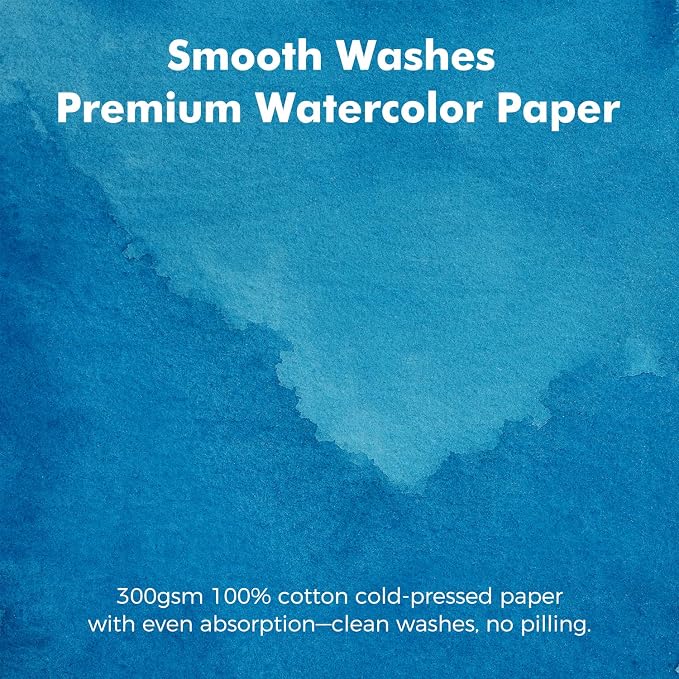 Watercolor Journal, Fuumuui 5.5"x5.5" Watercolor Book with 30 Sheets 140 LB (300 GSM) Cotton Paper for Painting, Drawing, Art Journaling, Sketchbook As Travel Notebook