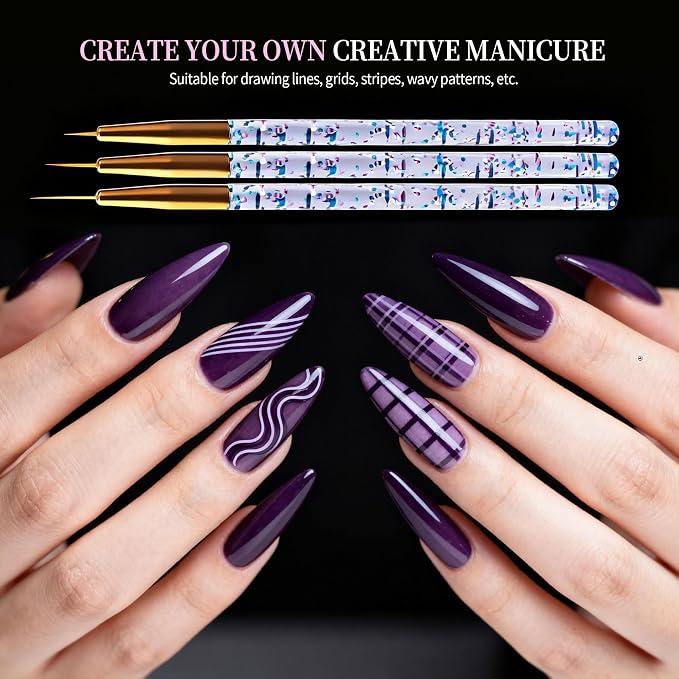 Artdone 34pcs Nail Art Brushes, Nail Art Tool Set, Dotting Tools | Dust Striping Brushes for Long Lines, Drawing Pen Kit For Gel Polish Design Supply