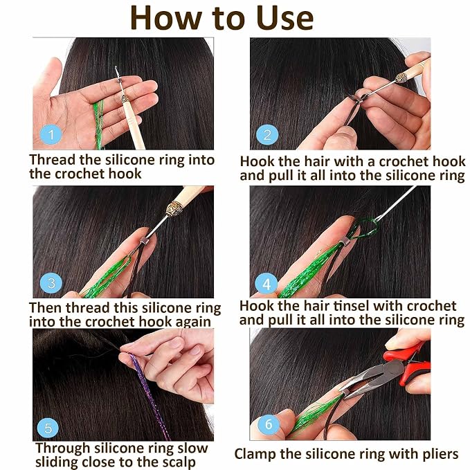 VCAY Hair Extension Tools Kit,200 Beads,Plier,Threader,Hook,Needles,Thread