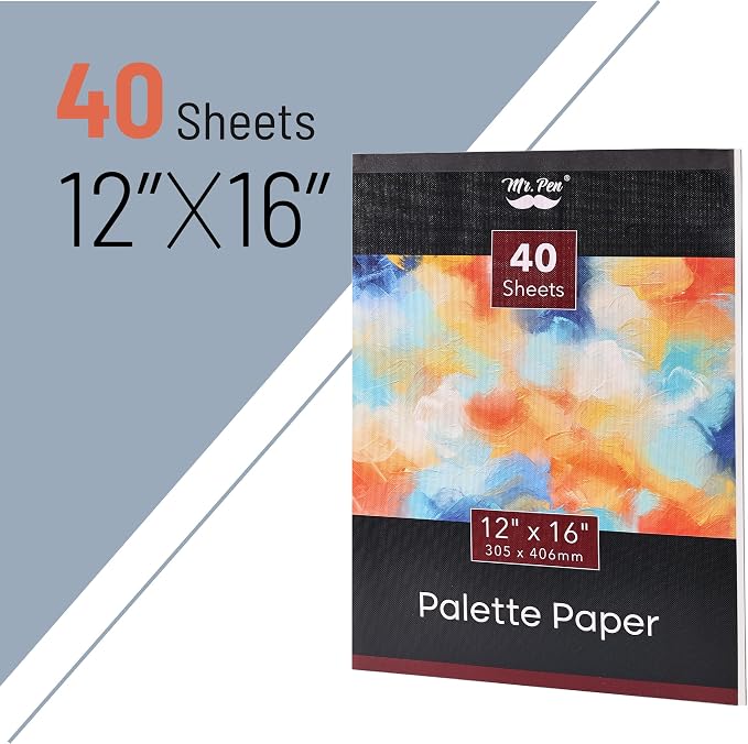 Mr. Pen- Disposable Paint Palette Paper Paint Pad, 12"x16", 40 Sheets | Acrylic Paint Paper, Suitable for Watercolor, Gouache, Acrylic and Oil Paints, Tear-Off Palette Sheets for Painting