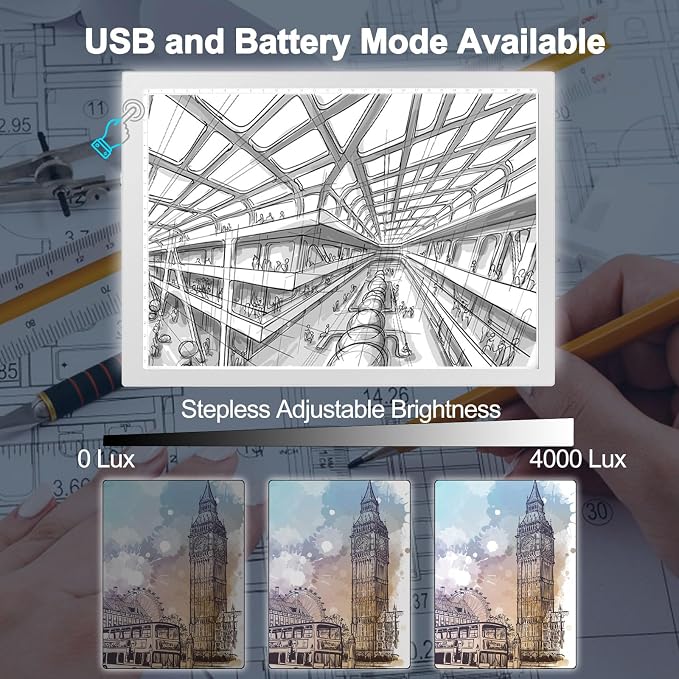 Rechargeable Tracing Light Box, LED Drawing Board for Kids Birthday Gift | Battery Powered Light Pad Copy Table for Stenciling, Sketching, Diamond Art Painting, Toys for Girls Boys Ages 3 4 5 6 7 8-12
