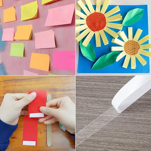 1/2" 2 Rolls Double Sided Adhesive Sticky Tape for Arts, DIY, Crafts, Photography, Scrapbooking, Card Making, Gift Wrapping, Office School Stationery Supplies, Home Supplies(Width: 12mm)