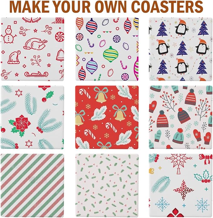 60 Pcs Ceramic Tiles for Crafts White Ceramic Coasters for Crafts Blank Unglazed Ceramic Tiles 4x4 for Painting, Alcohol Ink, Acrylic Pouring, DIY Coaster, Cork Backing Pads Included