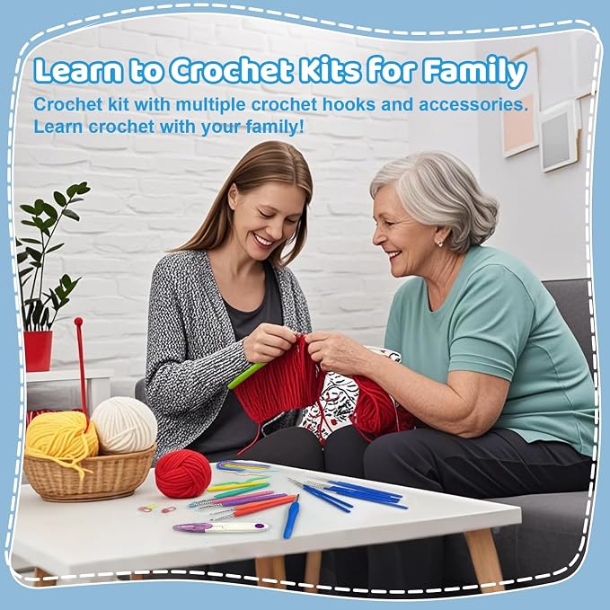 HYHJMISTY Beginner Crochet Kit with Ergonomic Hooks for Adult DIY Gift