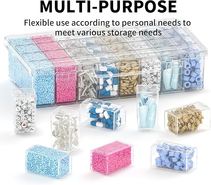 32-Grid Diamond Painting Storage Container, Transparent Square Diamond Art Storage Case, Suitable for Beads, Crafts, Nail Art, DIY ﻿