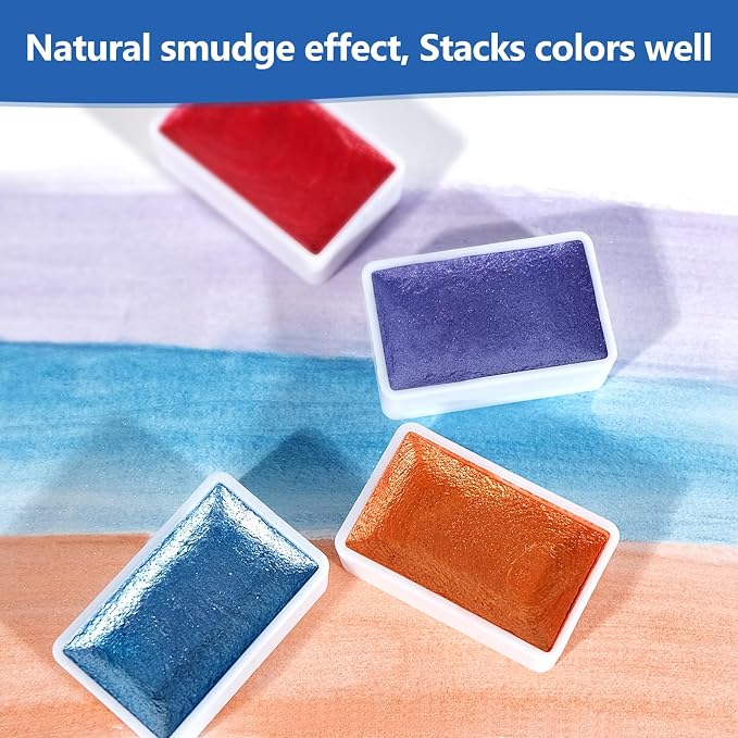 CraftyManor 3ml Forestry Shifting Watercolor Painting Set, 24 Color Shifting Watercolor Paint Set, Shimmer Metallic Watercolor Paints Set, Glitter Watercolor Paint, Solid, Rococo Style