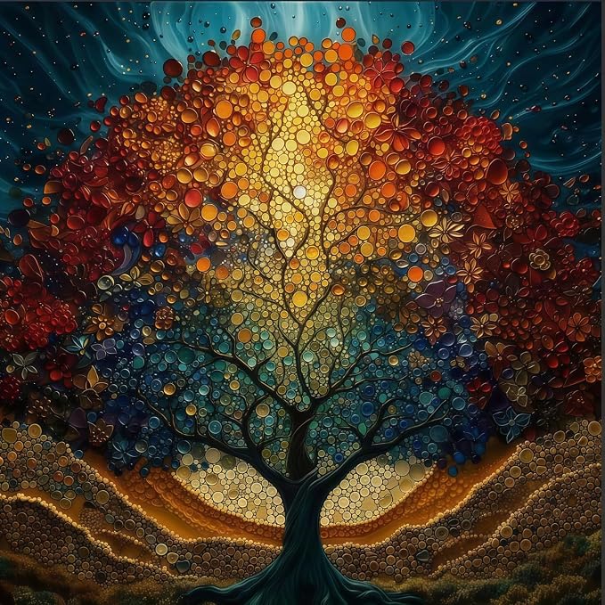 JYXSJYYD 5D DIY Colorful Tree Diamond Art Kits for Adults,13.8x13.8 inch