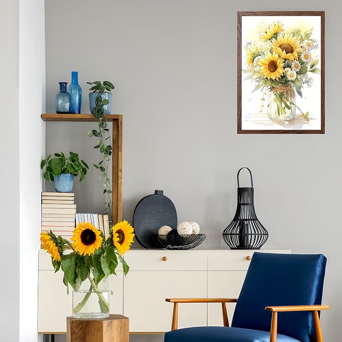 Diamond Painting Kits for Adults, Sunflower 5D Diamond Art Painting | Full Drill Round DIY Gem Painting, Diamond Dot Gem Art Painting Kits for Relax, Home Wall Art Decor 11.8 X 15.7 inch