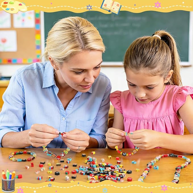 Augshy 300Pcs Back to School Clay Beads Teacher Beads for Bracelets