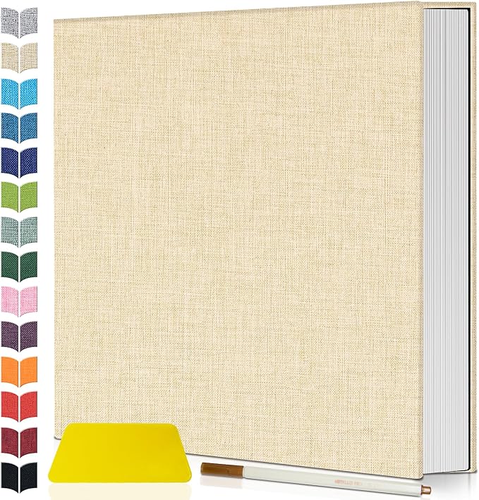 Artfeel Photo Album Self Adhesive Scrapbook,60 Pages Large Photo Book for 4x6,5x7,8x10 Pictures,DIY Album for Baby Wedding Family Travel Birthday,with Metallic Pen and Scraper