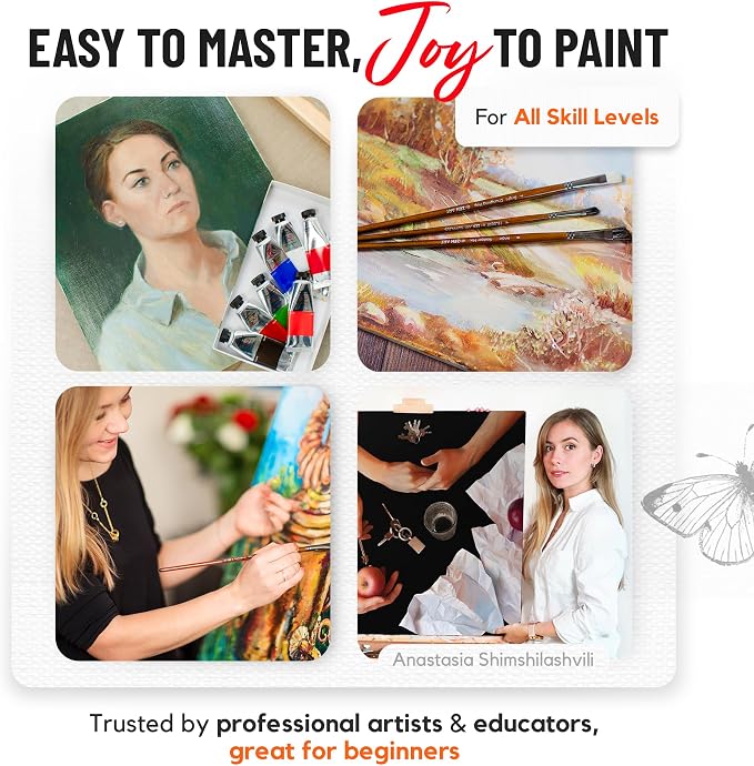 ZenART Professional Oil Paint Set - Artist Grade Portrait Colors - 8x50ml | Skin & Earth Colors - Non-Toxic Large Tubes, Buttery Consistency, Rich Pigments, Lightfast Oil Paints for Artists & Beginners