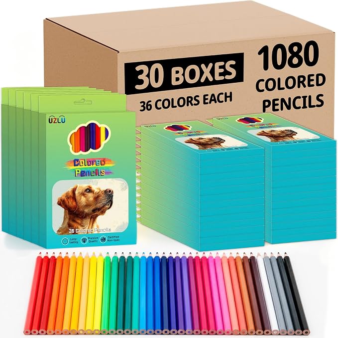 1080 Count Colored Pencils Bulk, 30 Packs Colored Pencils, 36 Colors Pre-sharpened Coloring Pencils for Adults, Bulk School Supplies for Teachers, Classroom Prizes, Drawing Sketching Shading