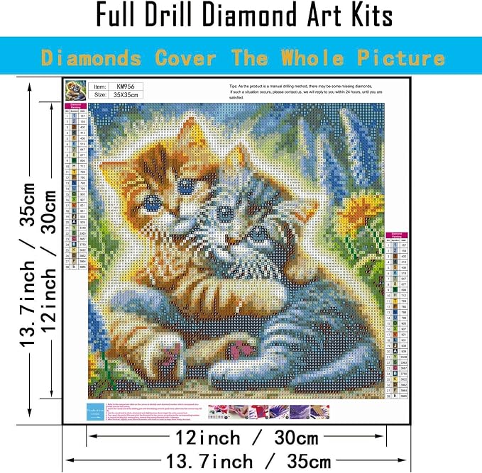 CHWGLFGG 5D Cute Cats Diamond Art Kits for Adults Beginners 13.7X 13.7 Inch | Animals Diamond Painting Kits DIY Full Round Drill Paint by Diamonds Dot Gem Art for Adults, Home Wall Decor