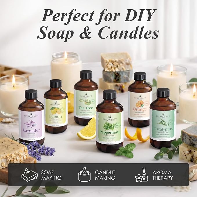 Handcraft Blends Peppermint Essential Oil – 0.33 Fl Oz – 100% Pure and Natural – Premium Grade Essential Oil for Diffuser and Aromatherapy, Skin, Massage, Candle and Soap Making Fragrance