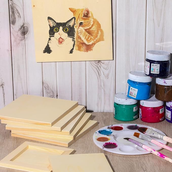 Youyole 12 Pack 3 Sizes Unfinished Wood Canvas Panels Kit