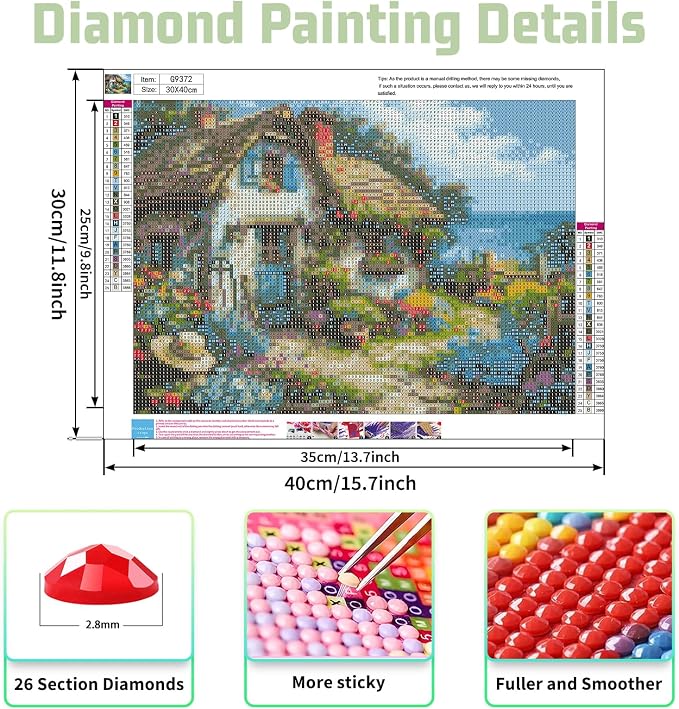 Landscape Diamond Painting Kits for Adults, Diamond Art Kits, 12x16 in