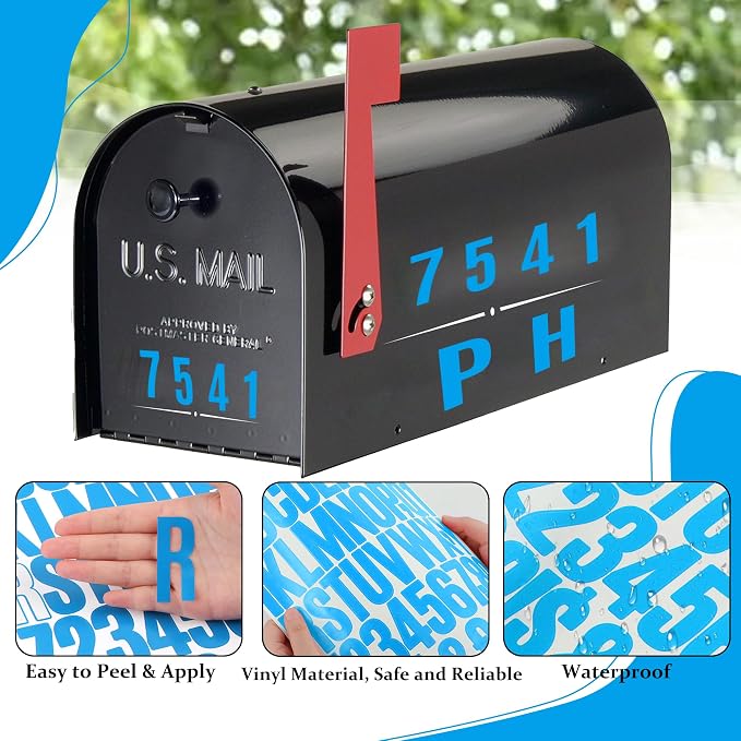 Letter Stickers 30 Sheets 1500 PCS Large Alphabet Sticker 2 Inch Vinyl Self Adhesive Stick on Stickers for Water Bottles Cup Mailbox Number Address Crafts Scrapbook Bulletin Board Decor (Light Blue)