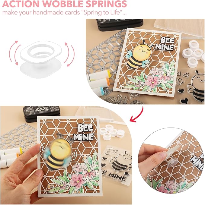 150Pcs/Set Mini Action Wobbles,Self-Adhesive Springs,Small Wobblers Movers for Card Making DIY Scrapbooking Arts Projects Handmade Crafts Scrapbooking Embellishments 2x1.7x0.8cm(11/16"x13/16")
