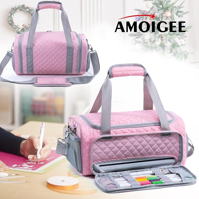 AMOIGEE Carrying Case for Cricutt Joy Xtra, Joy Extra Bag, Full Open Case with Pockets for Cricutt Joy Xtra Accessories and Tools, Dust Cover, Mat