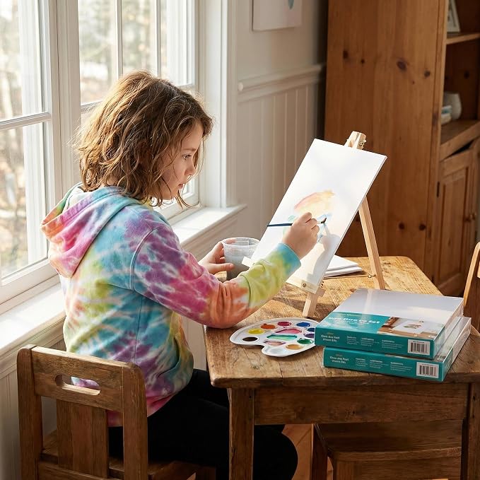 Canvas Boards with Easel for Painting 10 Pack 8 x 10 Inch Small Canvases Panels with Pine Wood Display Easels, Acrylic Oil Watercolor Painting Kit for Adults, Sip and Paint Art Party Supplies