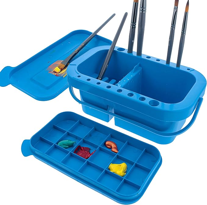 U.S. Art Supply 16-Hole Plastic Paint Brush Cleaner Washer & Paint Brush