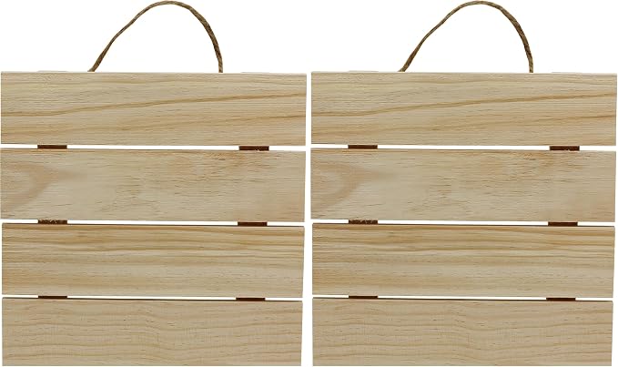 Creative Hobbies 10x10 Inch Unfinished Wood Hanging Plaque - DIY Pallet Sign, Notch Banner, Wooden Sign, Wood Slice, Decorative Plaque, Rustic Decor for Shop Home, Craft Projects (Pack of 2)