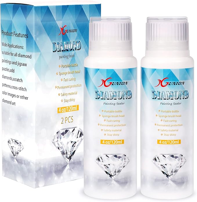 Xgunion Diamond Painting Sealer 2 Pack 240ML 5D Diamond Art Glue (4OZ Each)