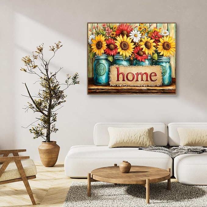 Paint by Numbers Kit for Adults, Sunflower & Home Design, 16x20 Inch