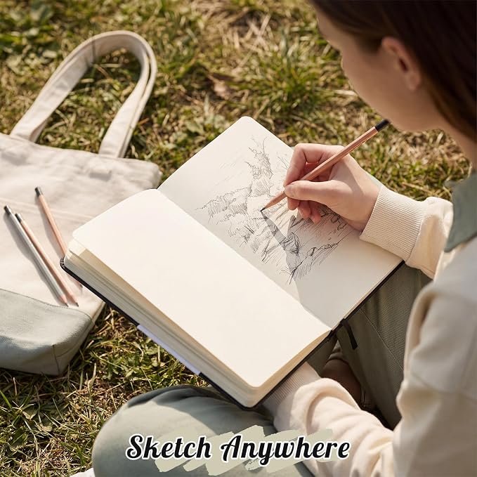 Hardcover Sketch Book 5.5 x 8.5 In, 40 Sheets, 140Gsm Drawing Paper