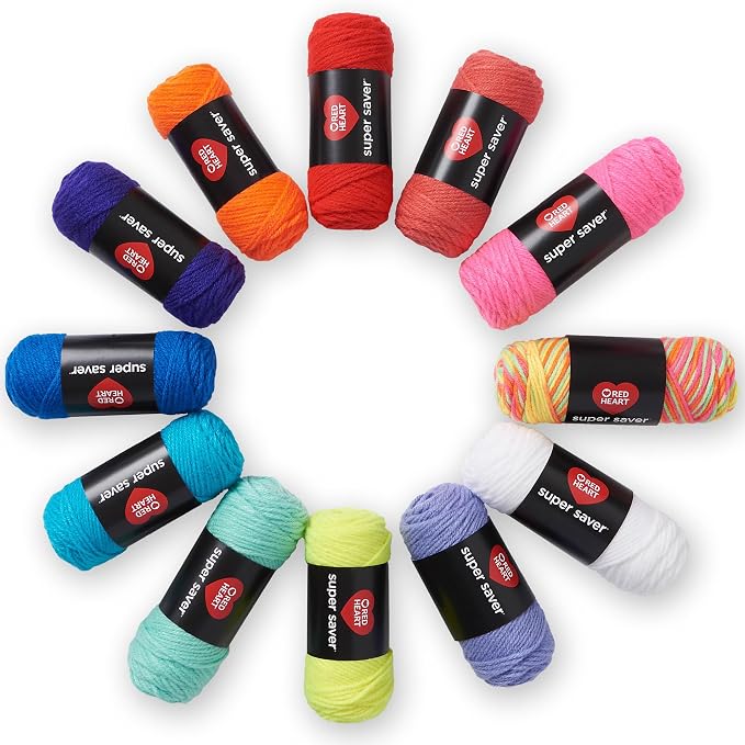 Red Heart Super Craft Kit Brights, Yarn for Crocheting and Knitting