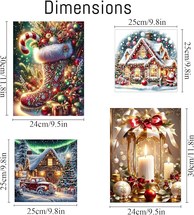 4 pack Christmas Paint by Numbers Kit for Adults Beginner with framed | Winter Easy Adult Paint by Number Kits on Canvas DIY Painting for Beginners Art by Numbers for Home Wall Decor 10x12 Inchh