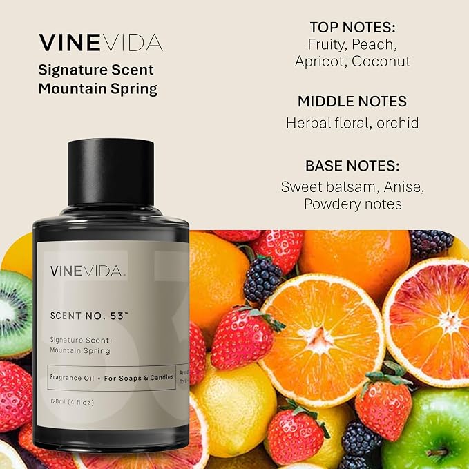 VINEVIDA [4oz] Mountain Spring Fragrance Oil for Candle and Soap Making - Made in USA Candle Oil Scents