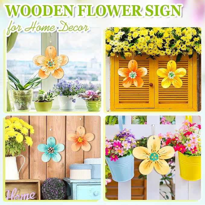 Large Size 7 inch Wooden Spring Ornaments to Paint, Wooden Flower Cutouts DIY Blank Unfinished Round Wood Discs Ornament for Crafts Hanging Decorations(10PCS)