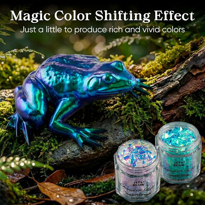 LET'S RESIN Opal Chameleon Flake, Transparent Glitter Flake for Epoxy Resin | 6 Colors Iridescent Color-Shift Pigment Powder for Resin Molds/Silicone Molds/Tumblers/Nail Art, Resin Supplies