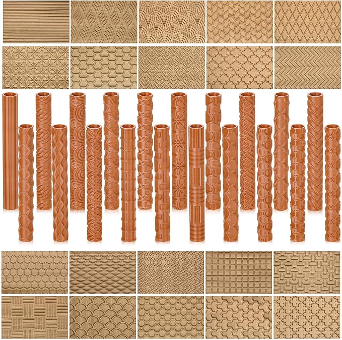 20 Pcs Clay Texture Rollers Set, 3D-Printed Clay Pottery Tools