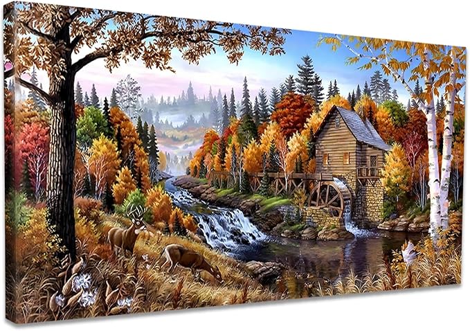 YALKIN Paint by Numbers Kit for Adults, Landscape Large Adults'paint-by-Number Kits on Canvas, DIY Acrylic Oil Painting by Numbers Kits, Perfect for Home Decor, Gifts 28x16in