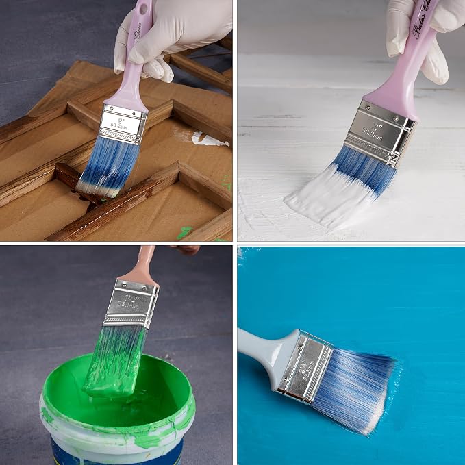 Bates 4Pack Plastic Handle Paint Brushes - Pastel Colors, Stain, Furniture & Wall Painting