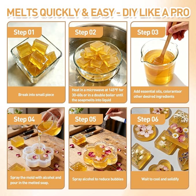 Melt and Pour Soap Base, Pre-Cut DIY Soap Bars Craft, 5LB Honey