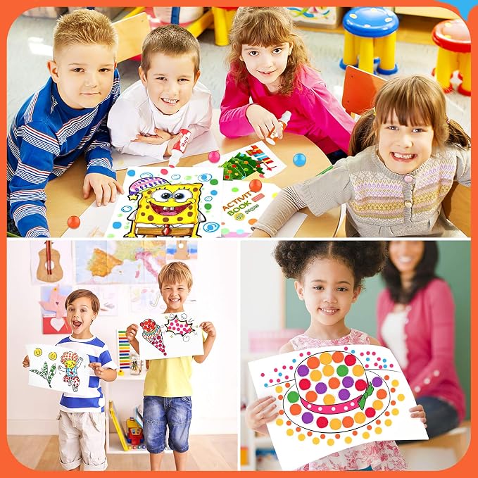 Soucolor Washable Dot Markers,10 Vibrant Colors 48 Pages Activity Book