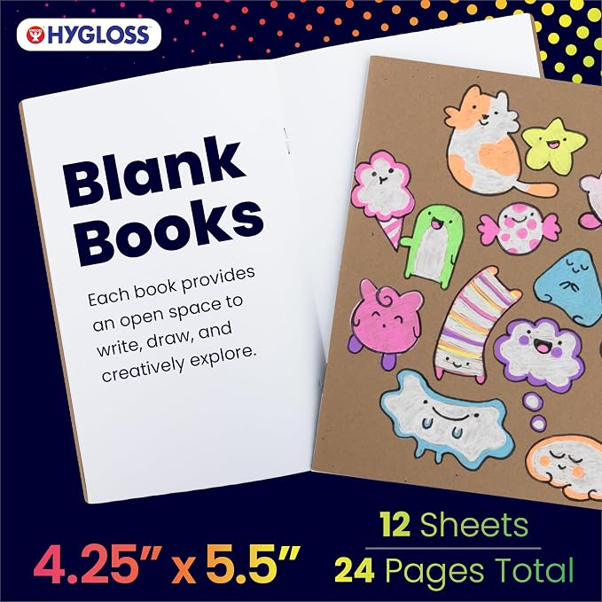 Hygloss Blank Books - Bulk 50 Pack – 4.25" x 5.5" A6 Kraft Paperback Blank Books for Kids to Write Stories, Doodle, Arts & Crafts – Plain Drawing Sketchbook, Unlined Journal, Notebook Without Lines