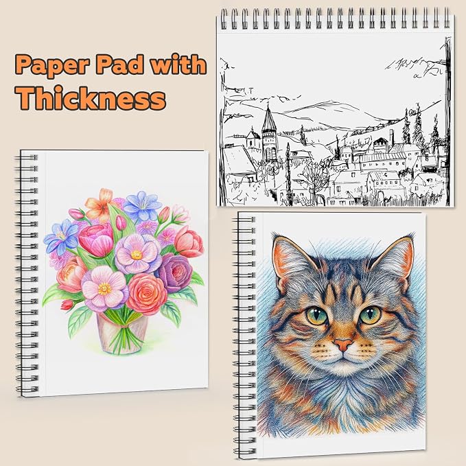 2PACK 5.5x8.5 and 1Pack 9 x 11 inches Hardcover Sketch Book，3 Pack 80-Sheets (68lb/100gsm)，Double-Sided Hardbound Sketchbook, Spiral Bound,Acid Free Painting Art Paper for Kids and Adults