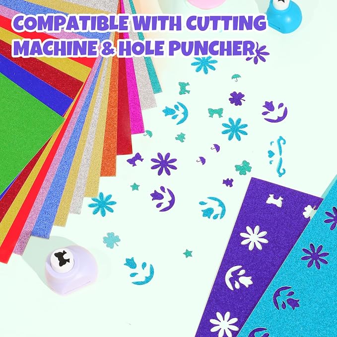 TUXIYA 100 Sheets 5" X 7" Glitter Cardstock,50 Colors 250GSM Card stock