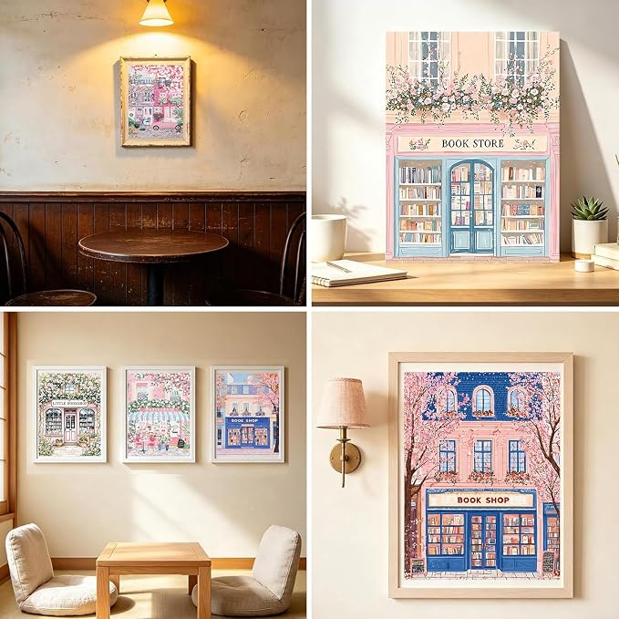 DPARTGMJT 6 Pack Bookshop Paint by Numbers Kits for Adults-12x16in(30x40cm)