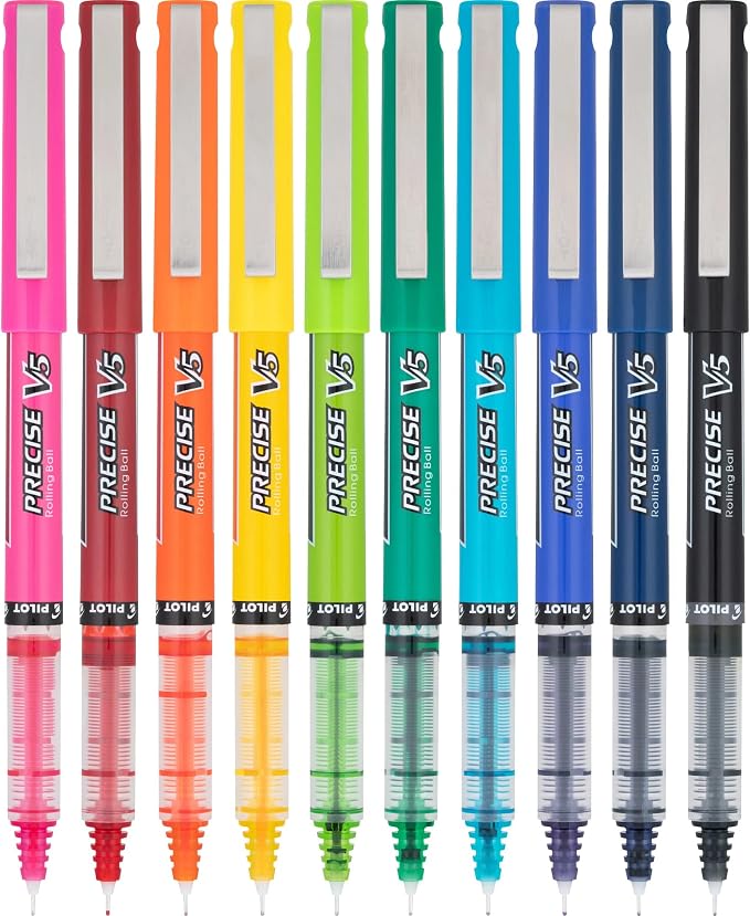 PILOT Precise V5 Capped Liquid Ink Rollerball Pens, Extra Fine Point Ink Pens 0.5 mm, Colored, Assorted Colors, Deal for School, Journaling, & Office Writing (Pack of 120)